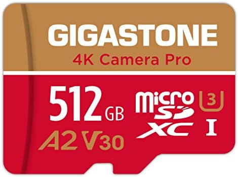 [5-ENS שחזור נתונים בחינם] Gigastone 512GB כרטיס מיקרו SD, 4K Camer עם מתאם